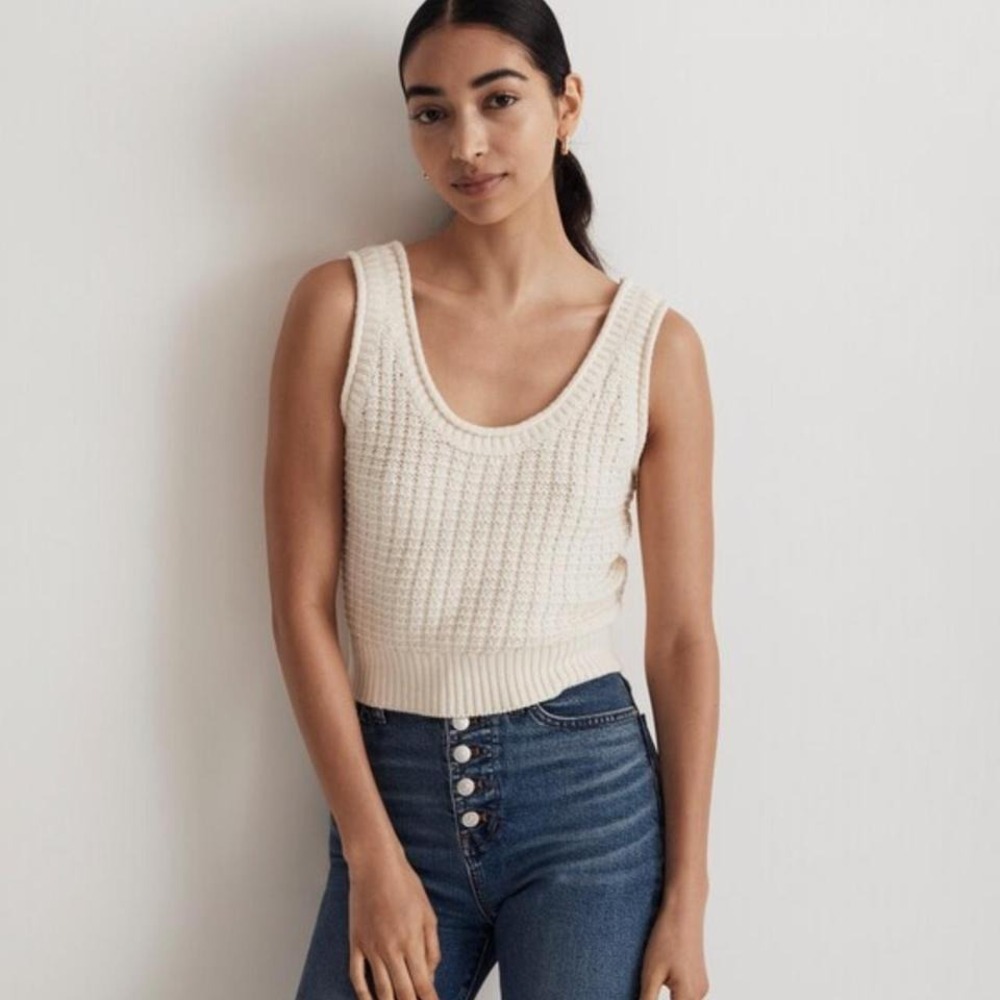 Madewell Knit White Basic Neutral Closet Staple Tank Top Minimalist Size XS